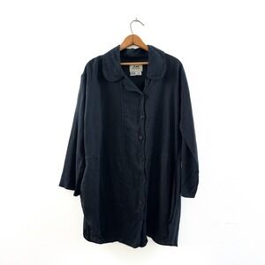 Vintage‎ late 90's FLAX by Jeanne Engelhart Black Linen Light Jacket - Medium